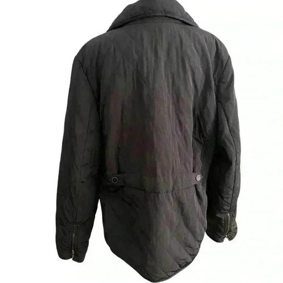 Talbots Full Zip Quilted Jacket Size XL Black Collared Faux Leather Trim Outdoor - Picture 3 of 14